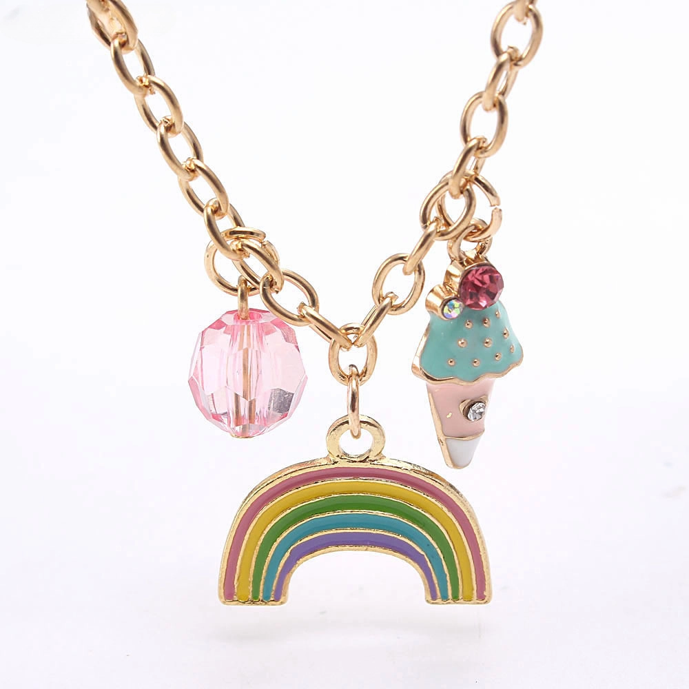 Wholesale Cute Rainbow Drip Oil Alloy Pendant Bracelet