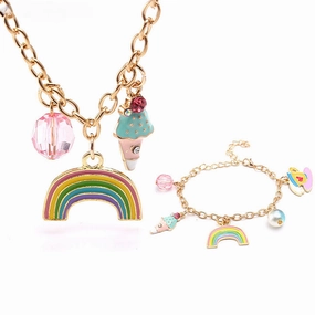 Wholesale Cute Rainbow Drip Oil Alloy Pendant Bracelet