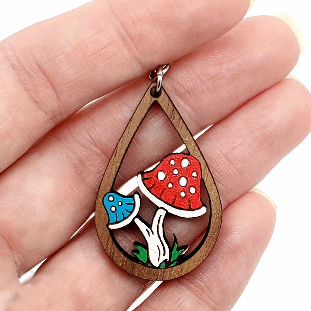 Wholesale Cute Waterdrop Mushroom Wood Earrings
