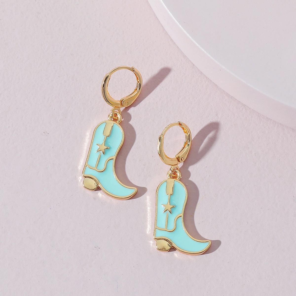 Wholesale Cute Western Cowgirl Enamel Boots Alloy Earrings