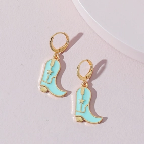 Wholesale Cute Western Cowgirl Enamel Boots Alloy Earrings