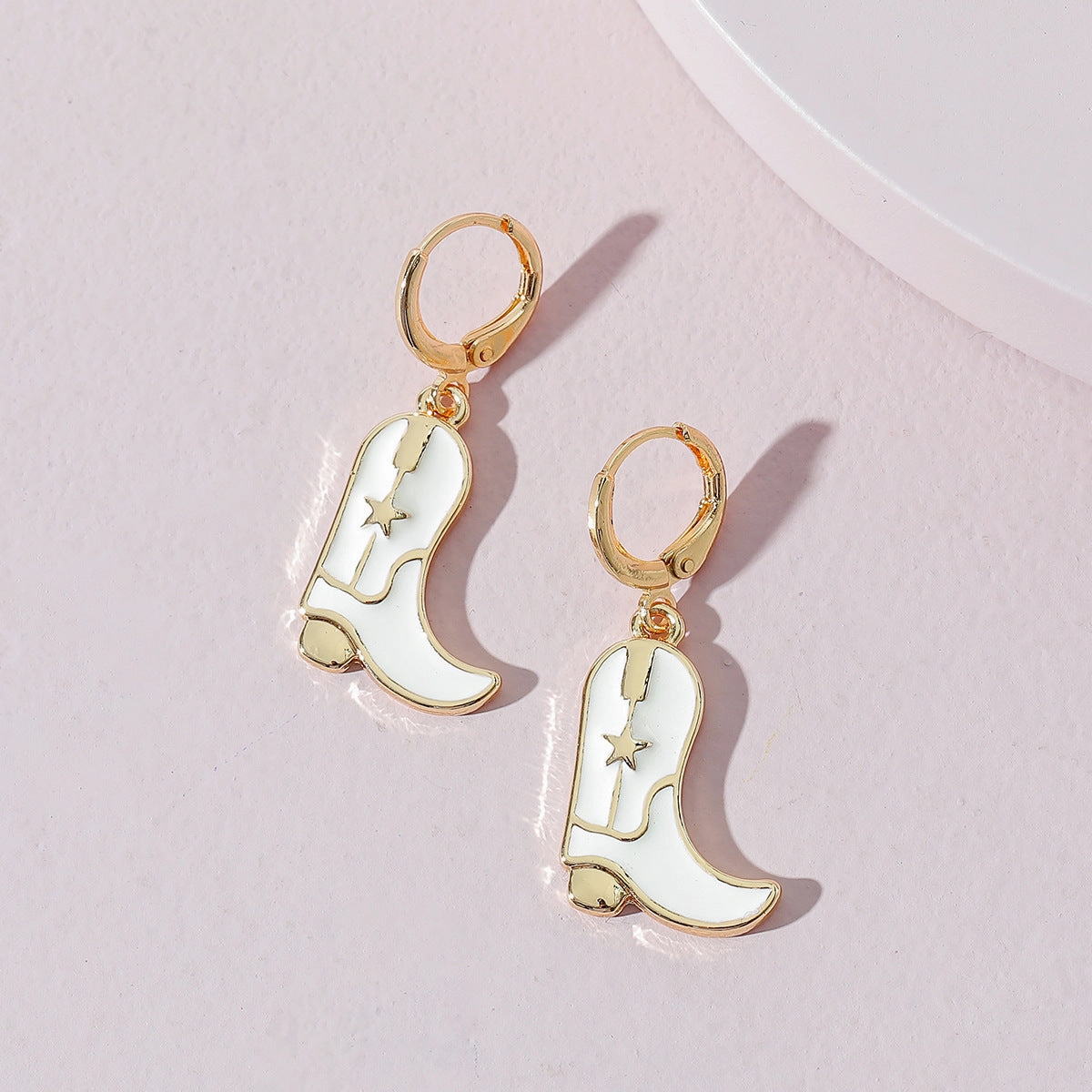 Wholesale Cute Western Cowgirl Enamel Boots Alloy Earrings