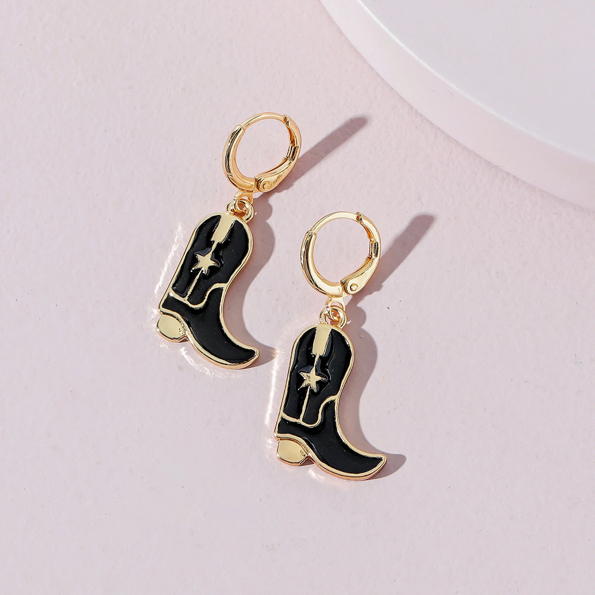 Wholesale Cute Western Cowgirl Enamel Boots Alloy Earrings