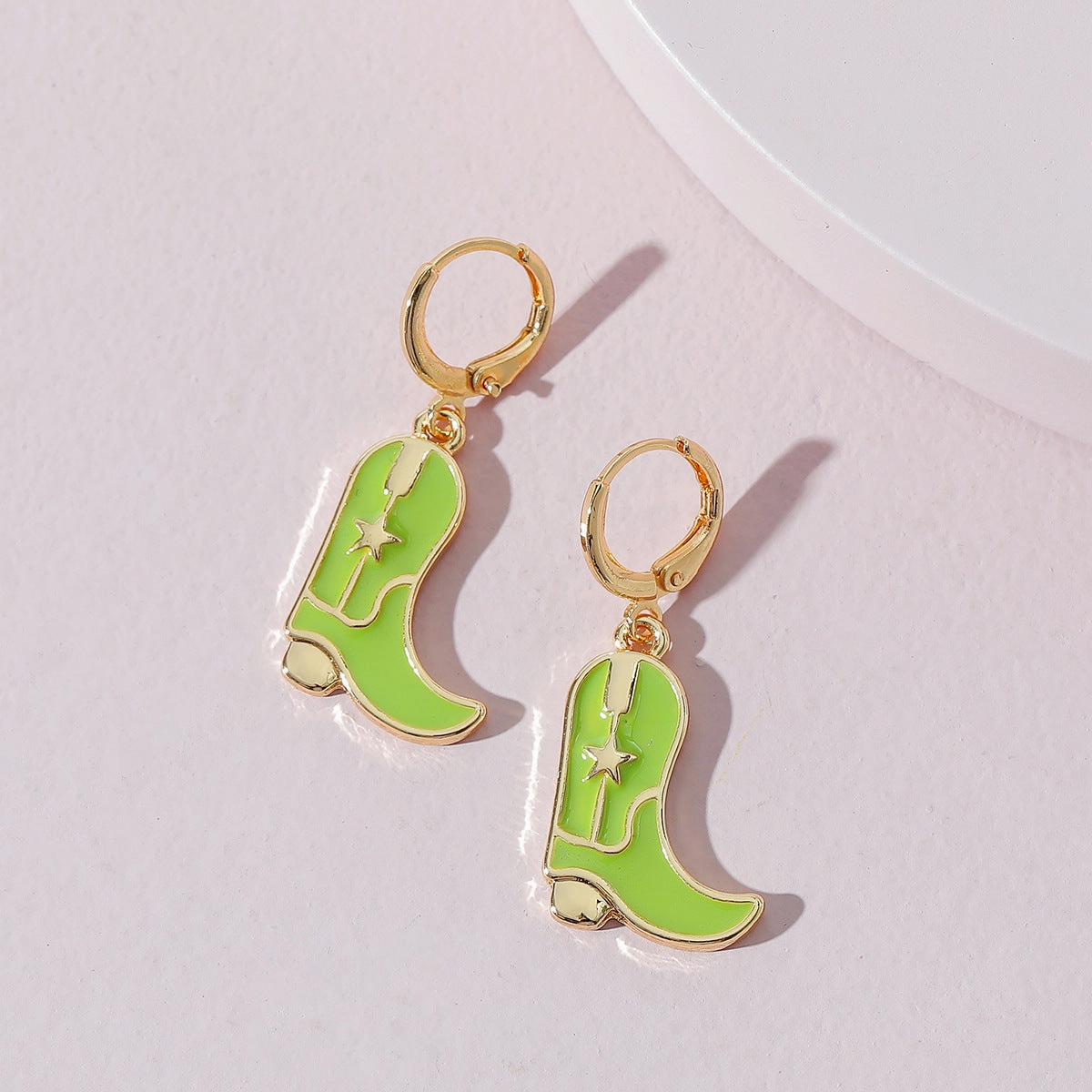 Wholesale Cute Western Cowgirl Enamel Boots Alloy Earrings