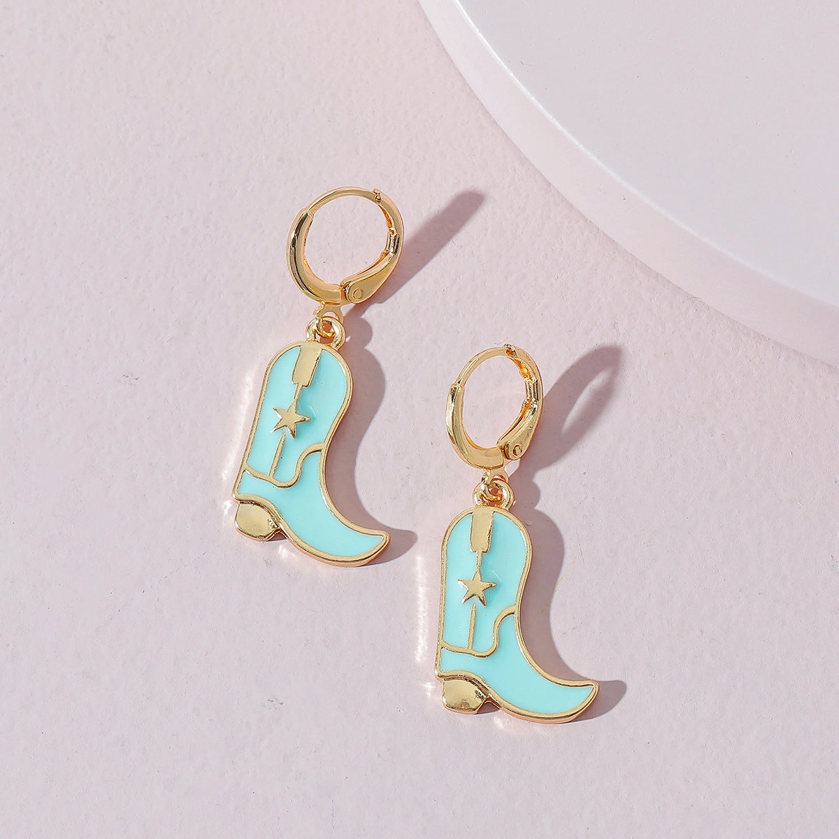 Wholesale Cute Western Cowgirl Enamel Boots Alloy Earrings