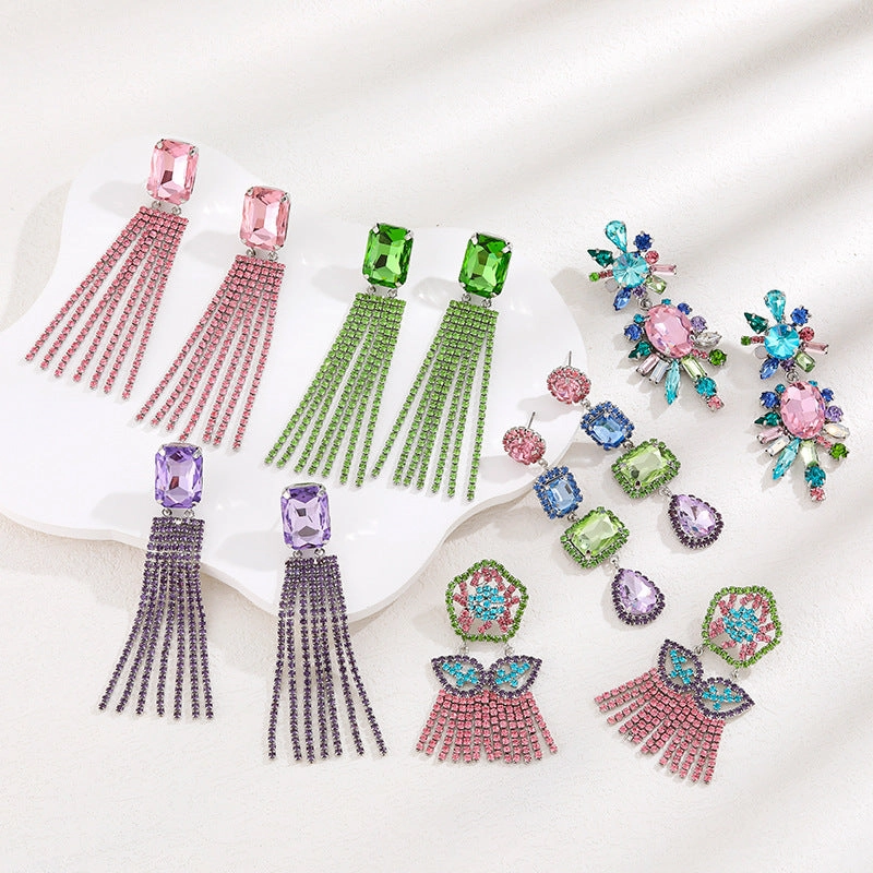 Wholesale Cyberpunk Dopamine Colorful Tassel Earrings
