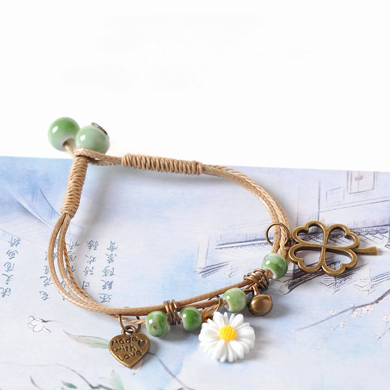 Wholesale Daisy Clover Ceramic Beads Bracelet