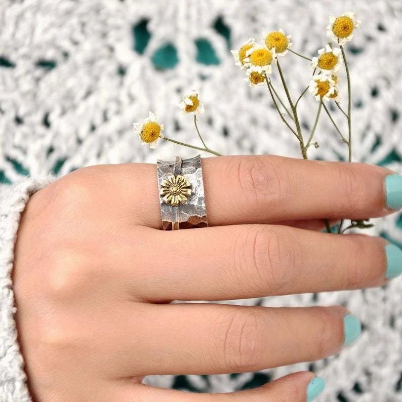 Wholesale Daisy Flowers Alloy Rings