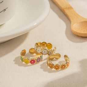 Wholesale Daisy Opening Adjustable Titanium Steel Plating Ring