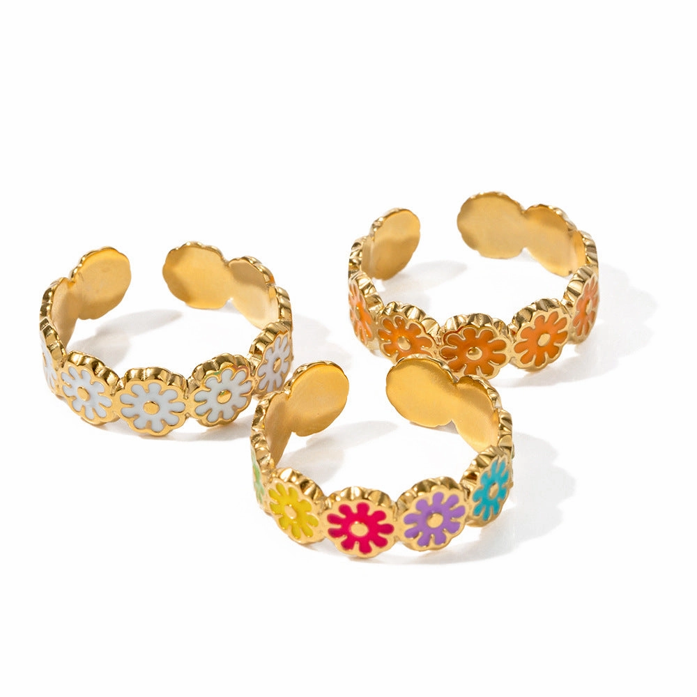 Wholesale Daisy Opening Adjustable Titanium Steel Plating Ring
