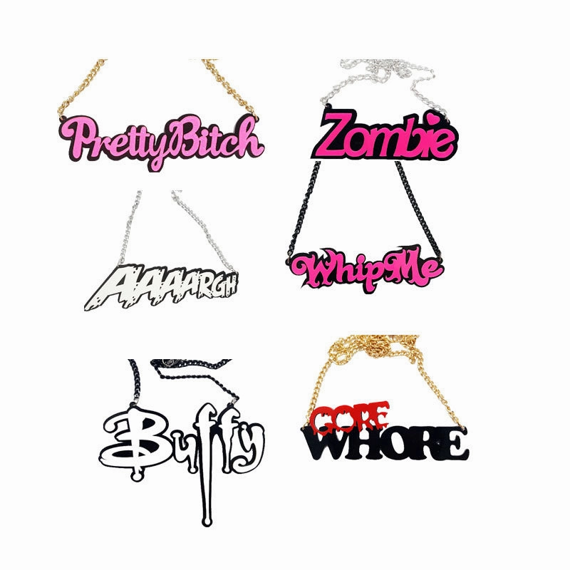 Wholesale Dark Black Alphabet Halloween Acrylic Necklace