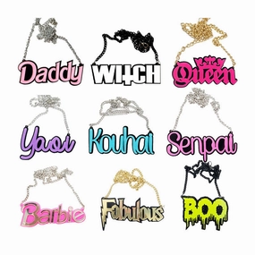 Wholesale Dark Black Alphabet Halloween Acrylic Necklace