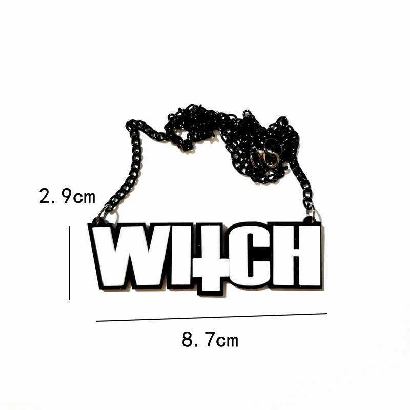 Wholesale Dark Black Alphabet Halloween Acrylic Necklace