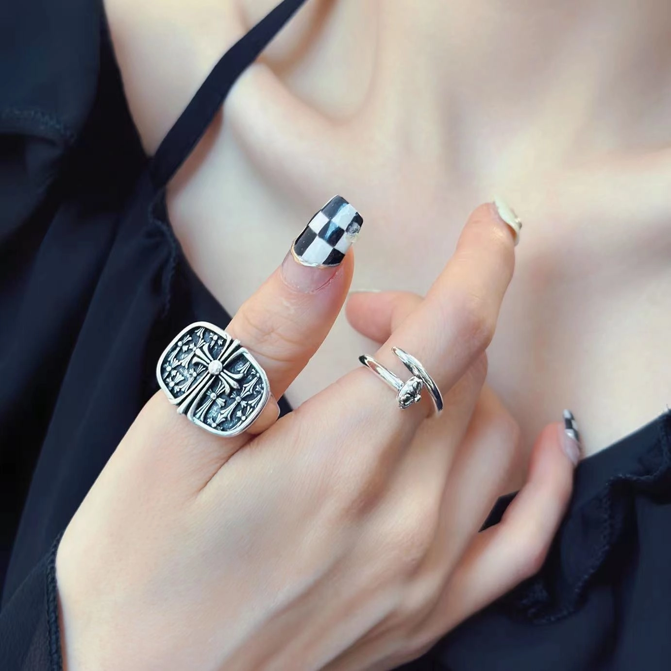 Wholesale Dark Millennium Style Crow Cross Ring