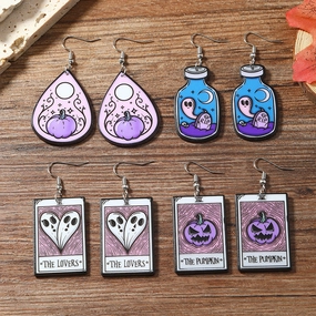 Wholesale Dark Wizard Potion Bottle Ghost Demon Pumpkin Head Magic Potion Acrylic Earrings