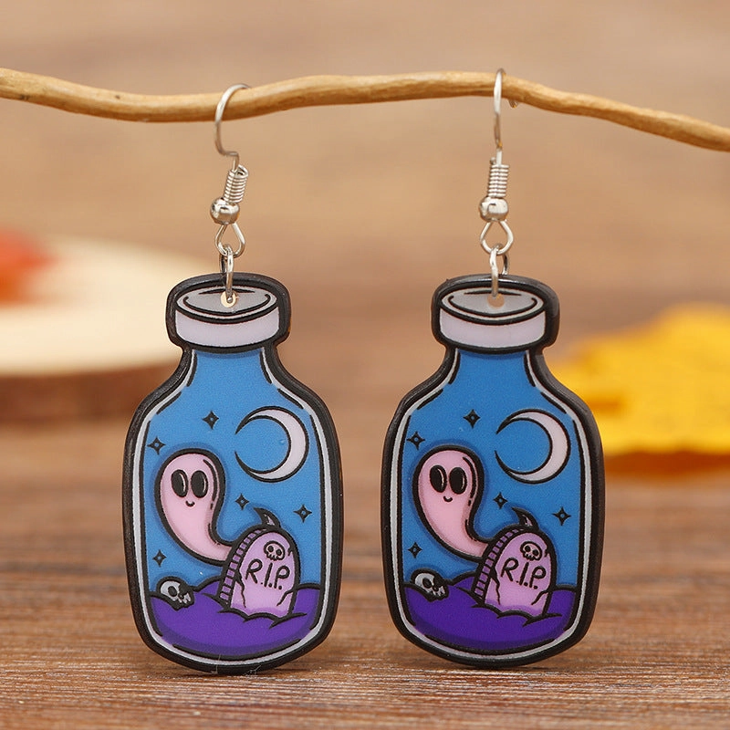 Wholesale Dark Wizard Potion Bottle Ghost Demon Pumpkin Head Magic Potion Acrylic Earrings