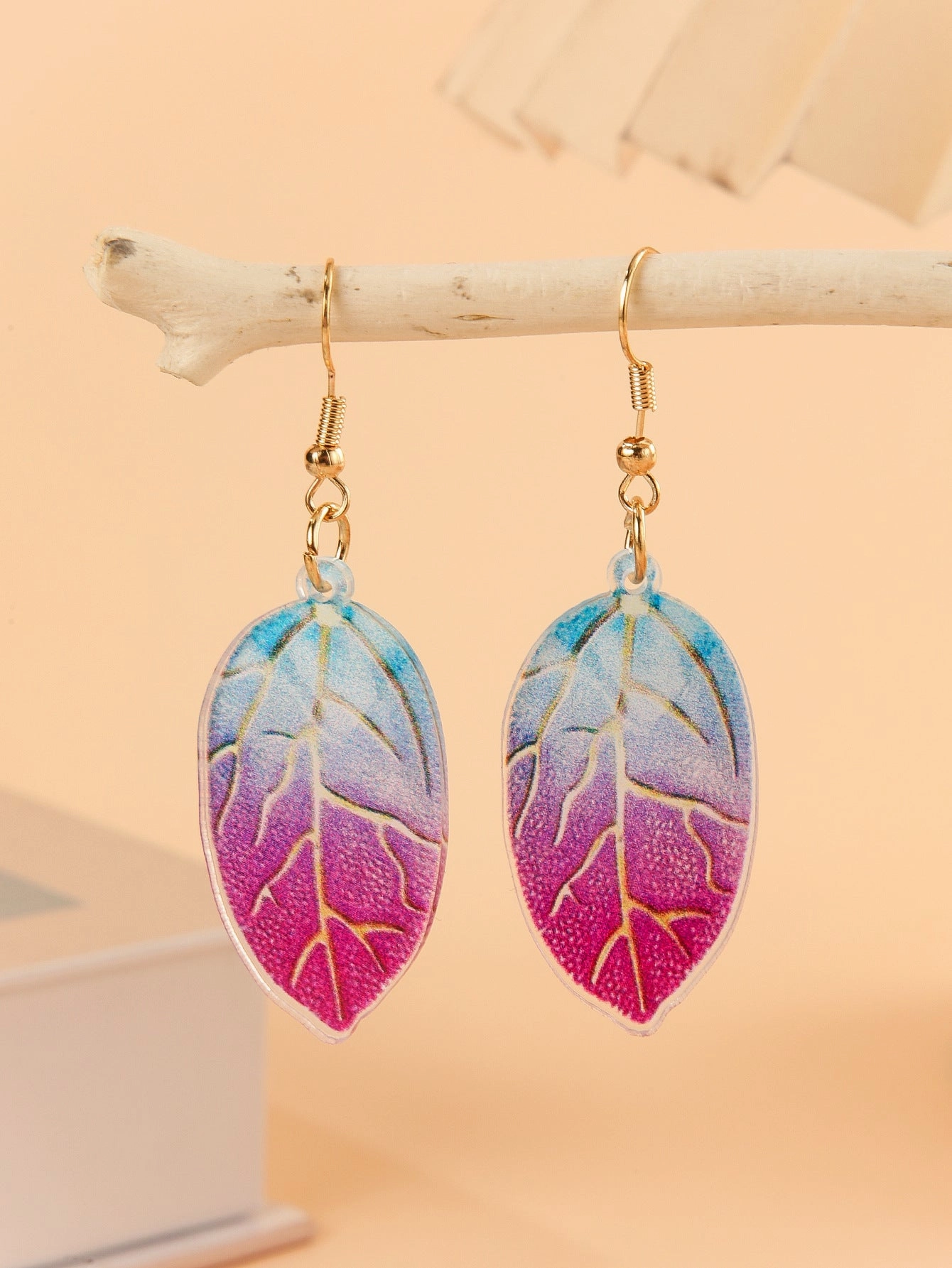 Wholesale Dead Leaf Acrylic Texture Earrings