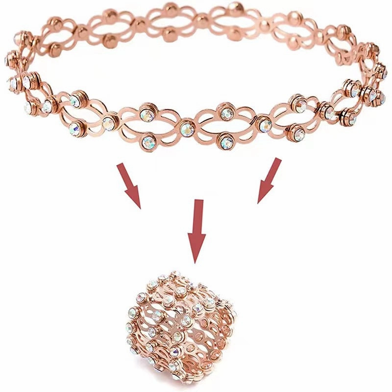 Wholesale Deformable Diamond Inlaid Metal Bracelet With Rings