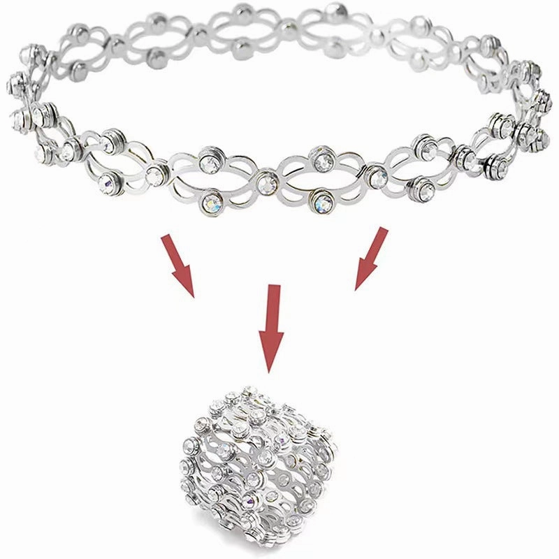 Wholesale Deformable Diamond Inlaid Metal Bracelet With Rings