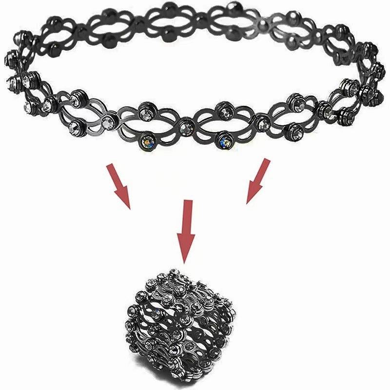 Wholesale Deformable Diamond Inlaid Metal Bracelet With Rings