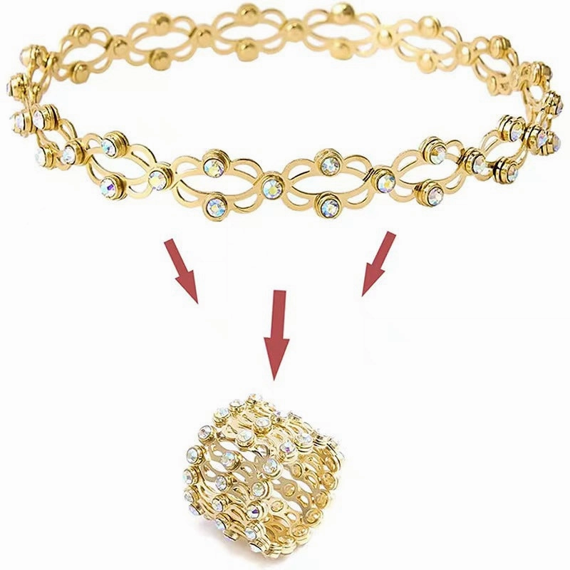 Wholesale Deformable Diamond Inlaid Metal Bracelet With Rings