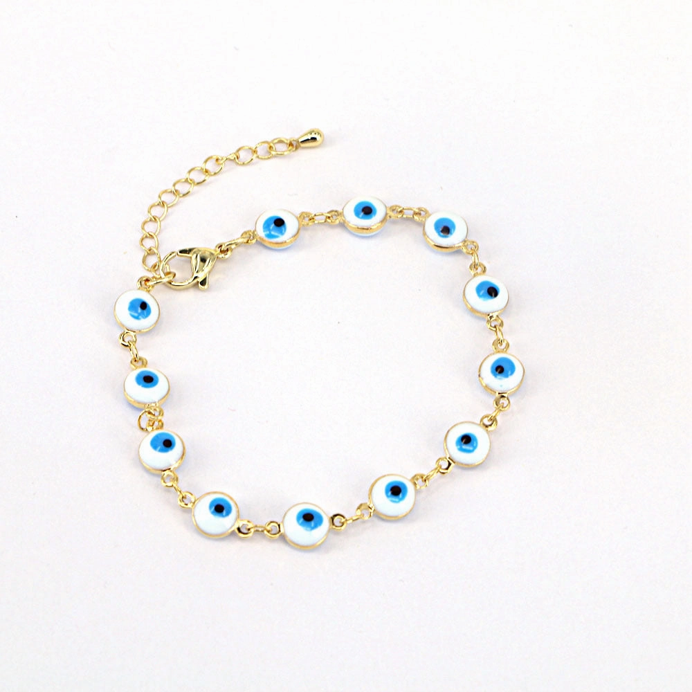 Wholesale Demon Eye Oil Drip Enamel Geometric Bracelet Necklace Set