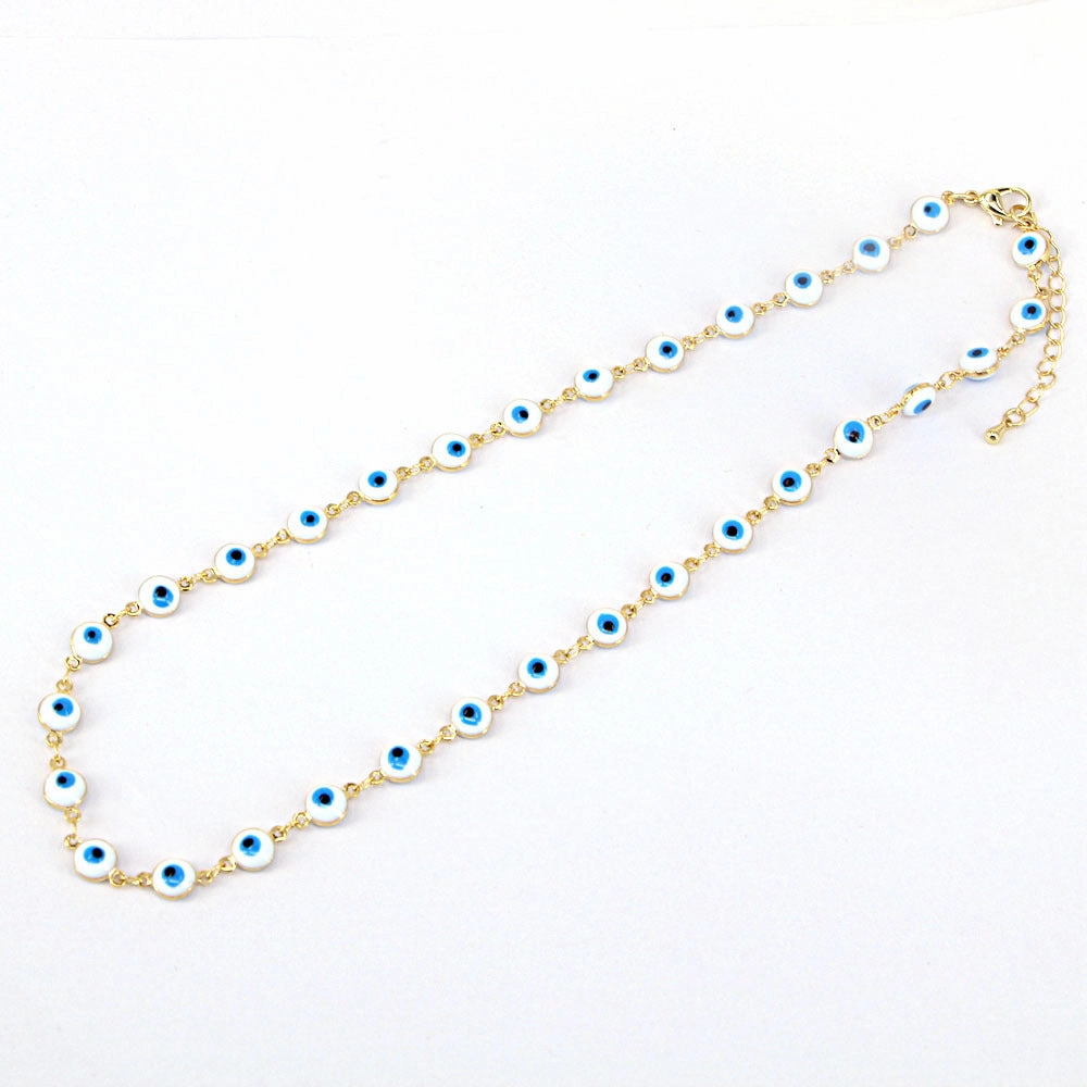 Wholesale Demon Eye Oil Drip Enamel Geometric Bracelet Necklace Set