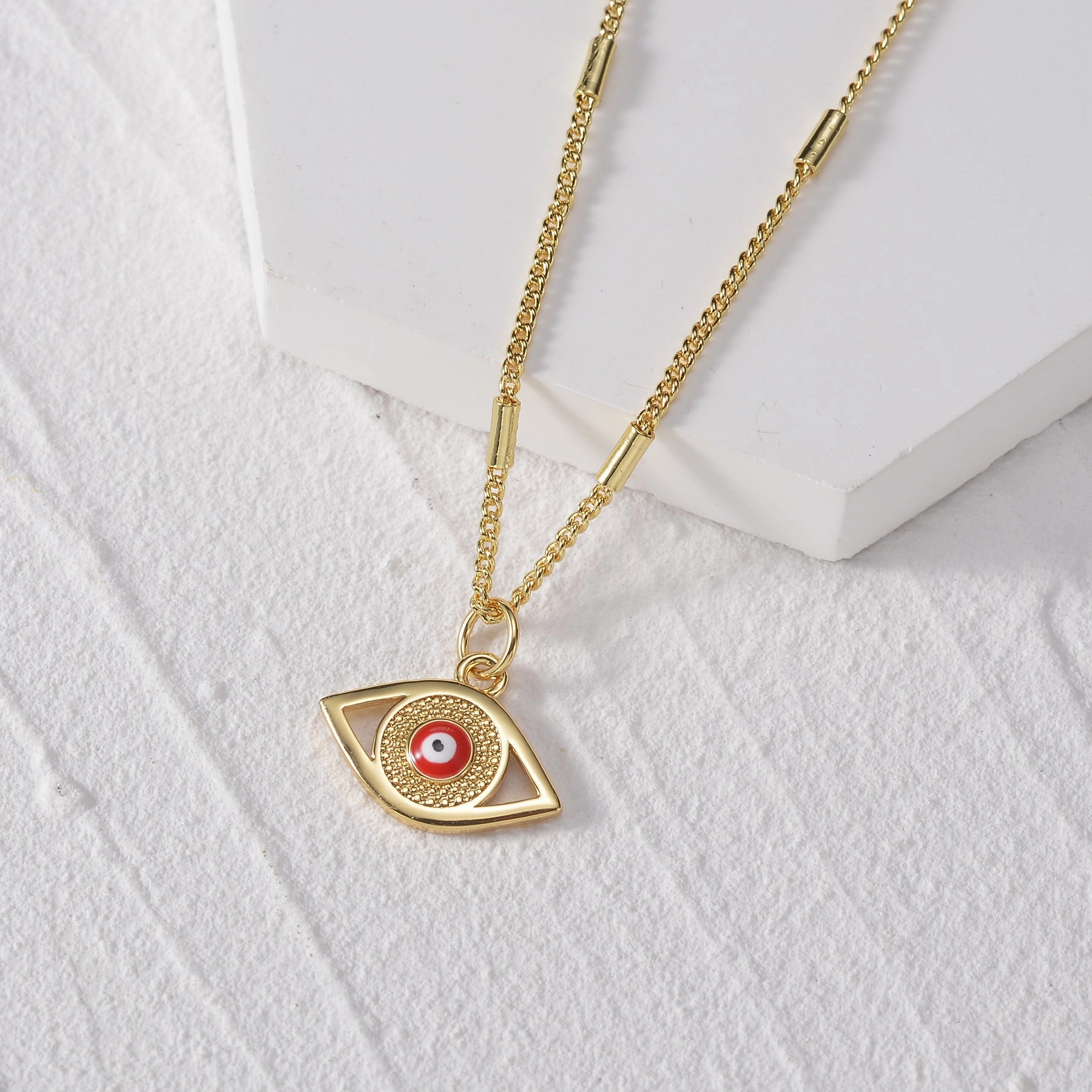 Wholesale Demon Eye Pendant Stainless Steel Drop Oil Necklace