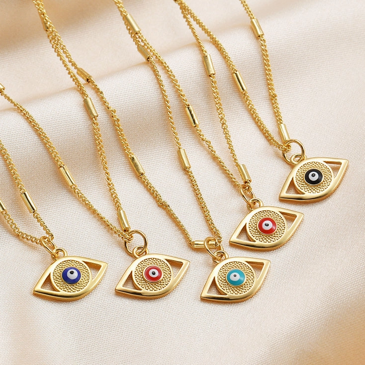 Wholesale Demon Eye Pendant Stainless Steel Drop Oil Necklace