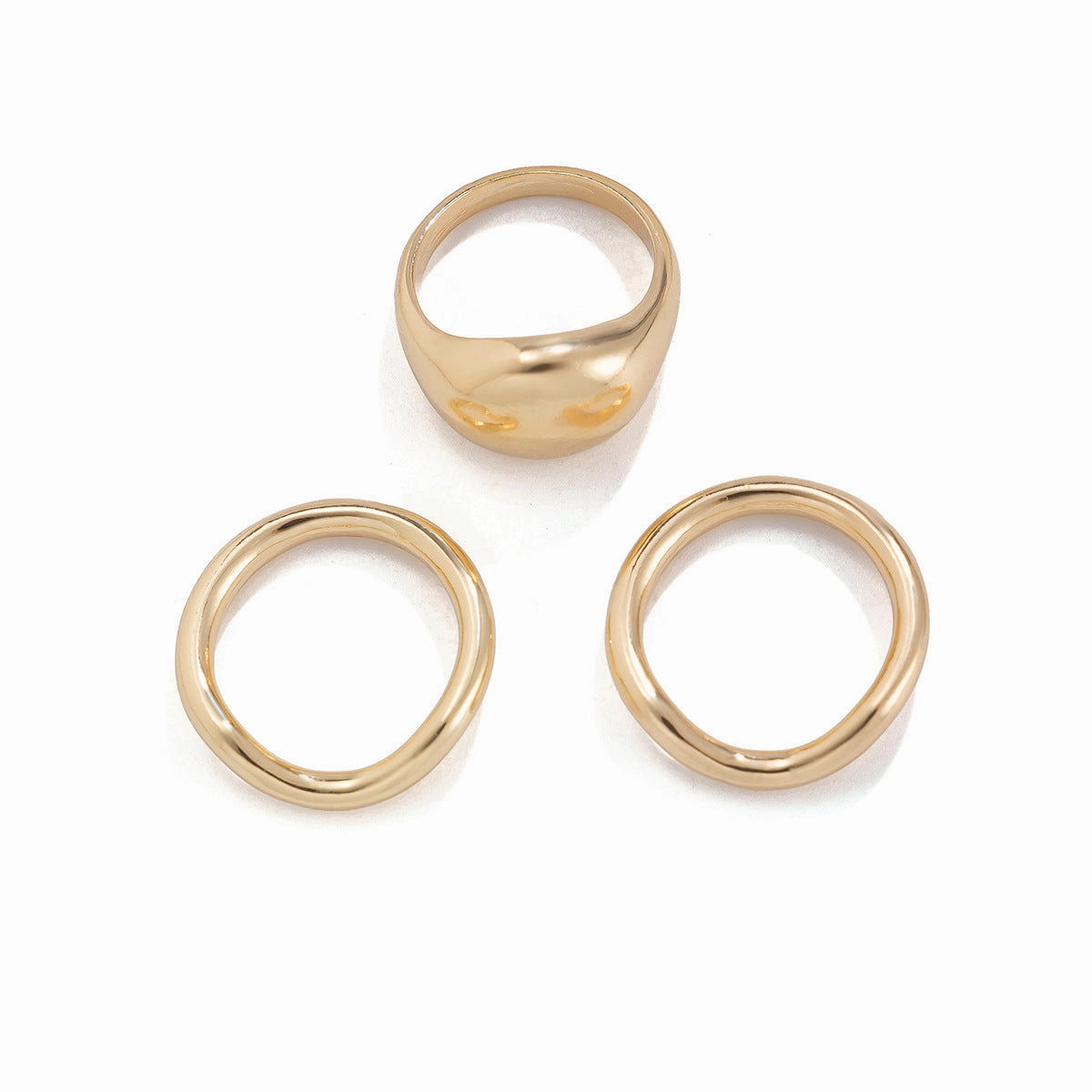 Wholesale Design Metal Polished Open Ring Geometric Water Drop Ring