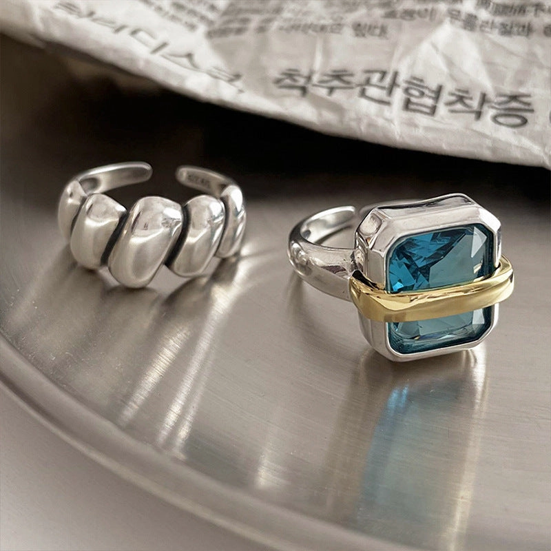 Wholesale design sense square sapphire vintage copper ring