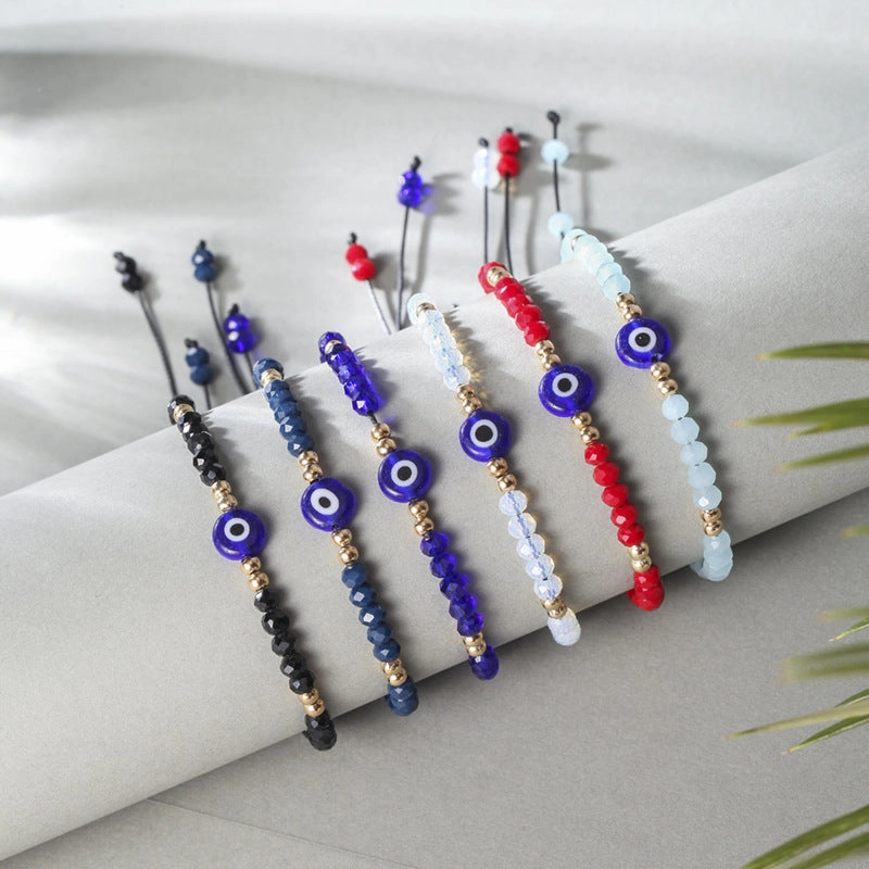 Wholesale Devil Eye Crystal Beads Alloy Bracelet