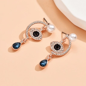 Wholesale Devil Eye Diamond Metal Earrings