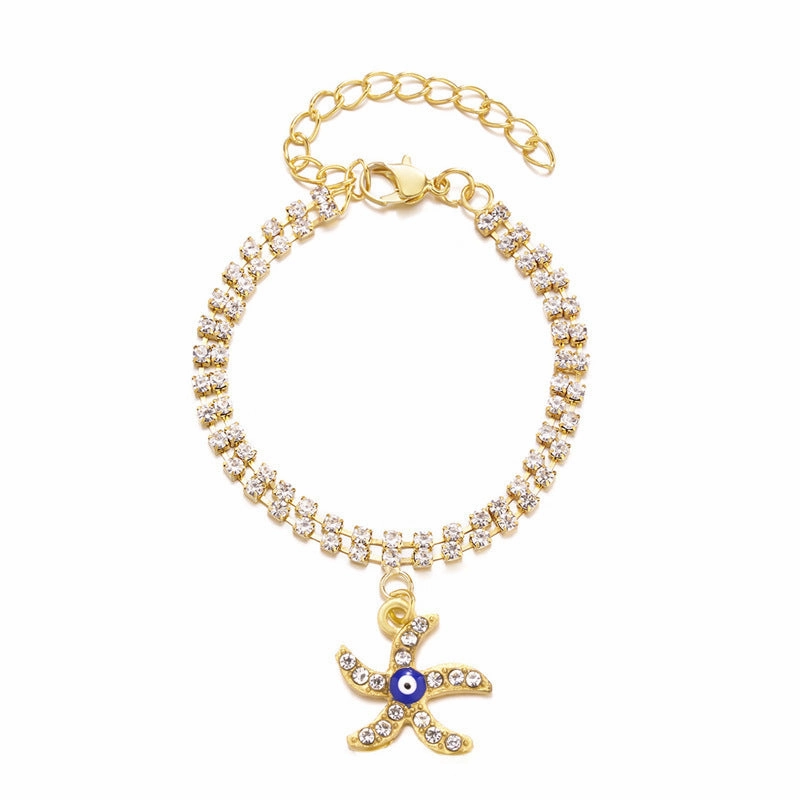 Wholesale Devil Eye Double Layer Alloy Bracelet