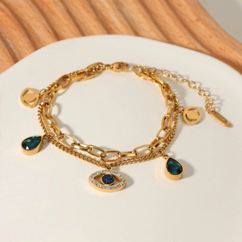 Wholesale Devil Eye Double Layer Titanium Steel Bracelet