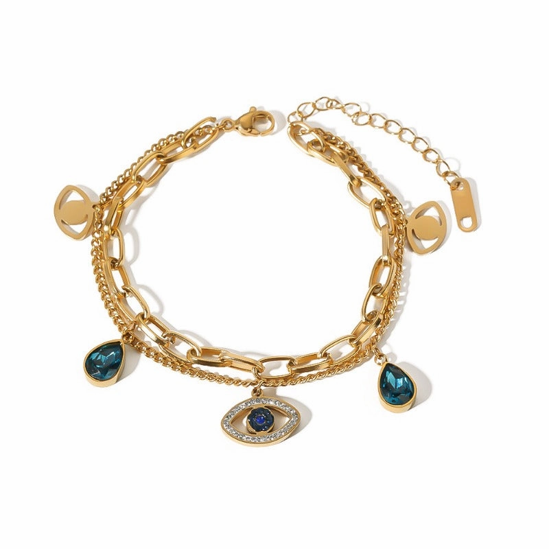 Wholesale Devil Eye Double Layer Titanium Steel Bracelet