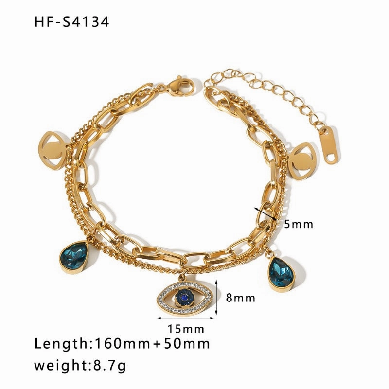 Wholesale Devil Eye Double Layer Titanium Steel Bracelet