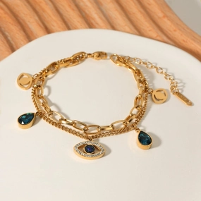 Wholesale Devil Eye Double Layer Titanium Steel Bracelet
