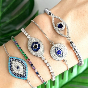 Wholesale Devil Eye Eye Full Diamond Adjustable Bracelet