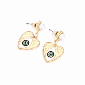 Wholesale Devil Eye Heart Shape Vintage Alloy Earrings