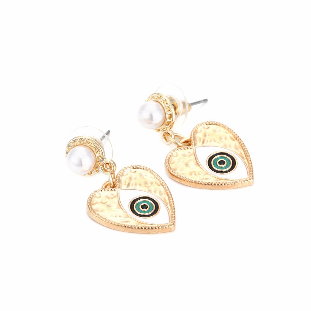 Wholesale Devil Eye Heart Shape Vintage Alloy Earrings
