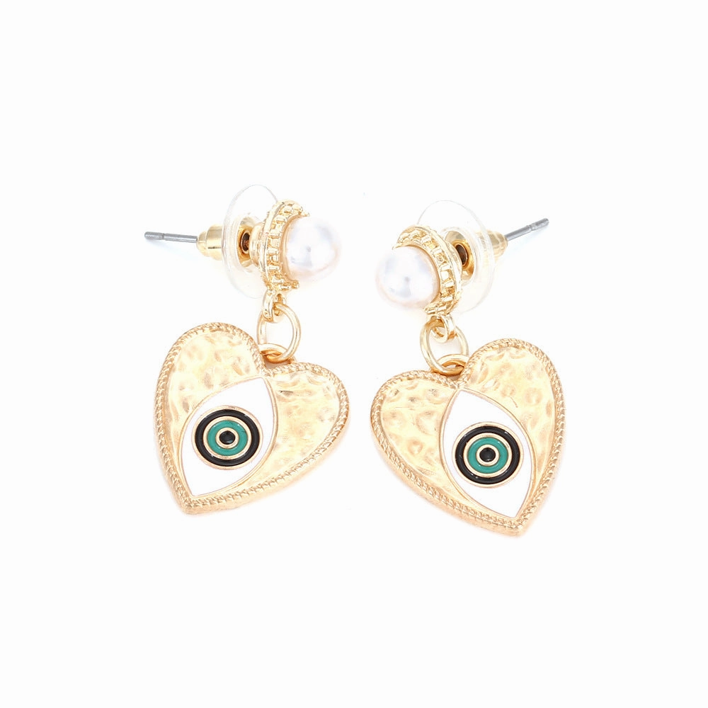 Wholesale Devil Eye Heart Shape Vintage Alloy Earrings