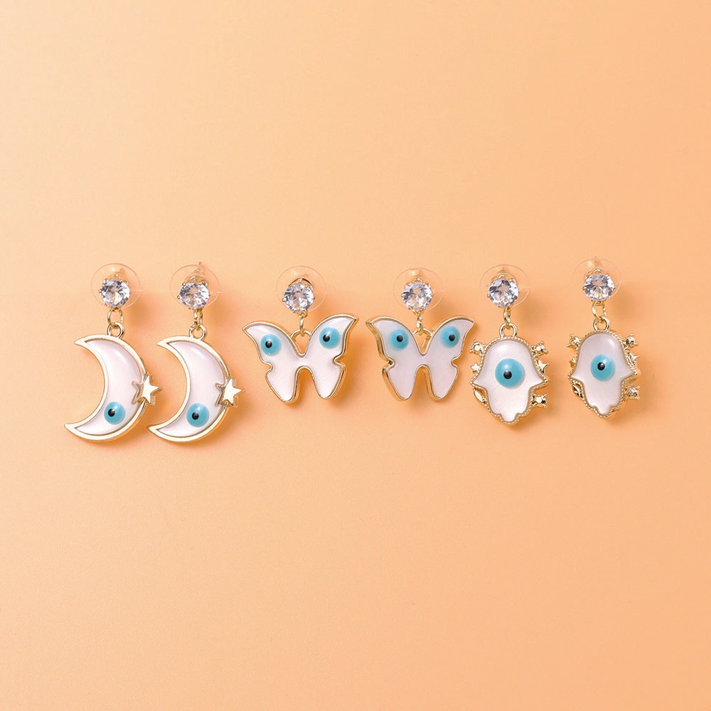 Wholesale Devil Eye Moon Palm Butterfly Alloy Earrings