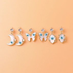 Wholesale Devil Eye Moon Palm Butterfly Alloy Earrings