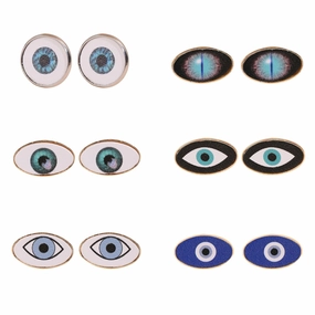 Wholesale Devil Eye Oval Stud Earrings Leather PU Earrings