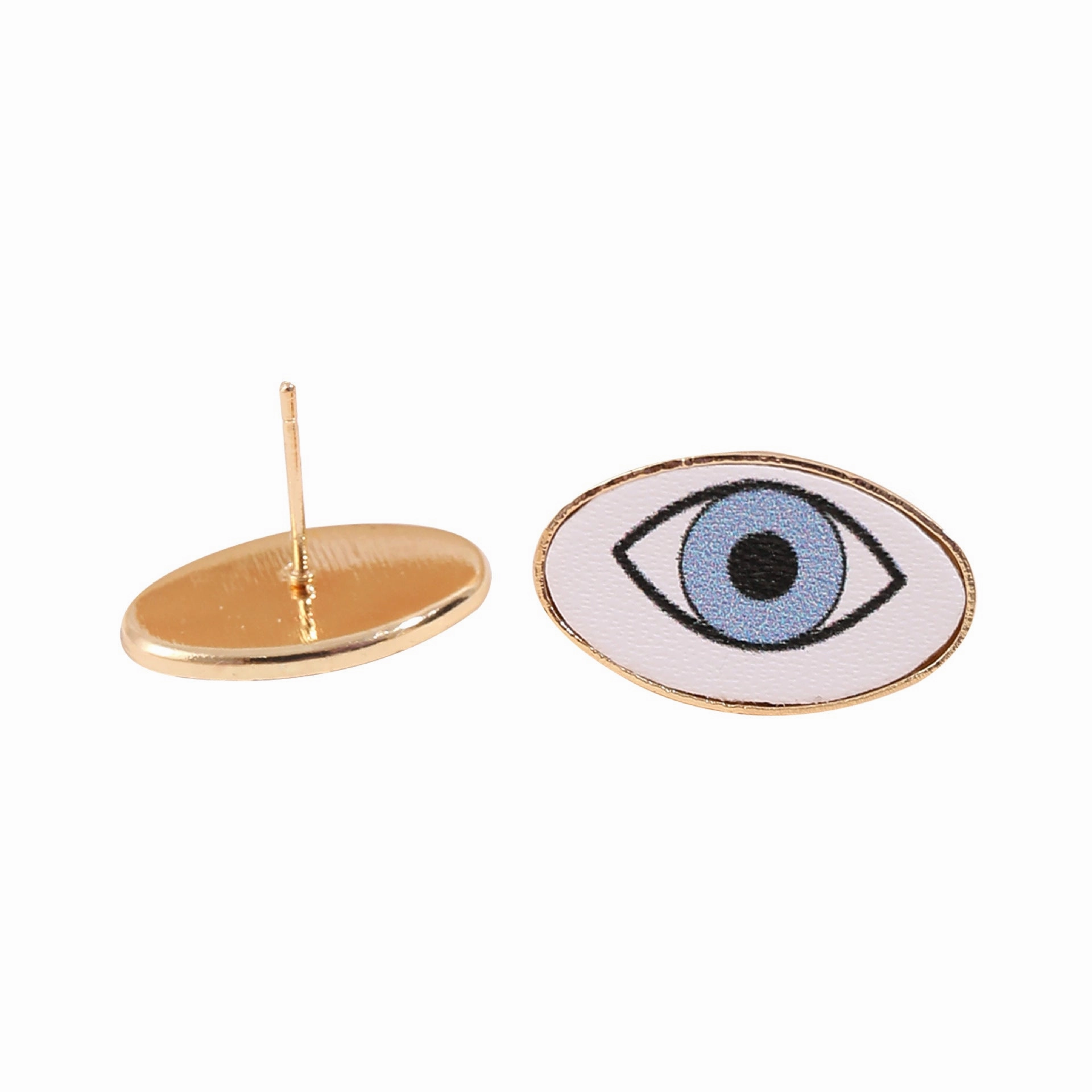 Wholesale Devil Eye Oval Stud Earrings Leather PU Earrings