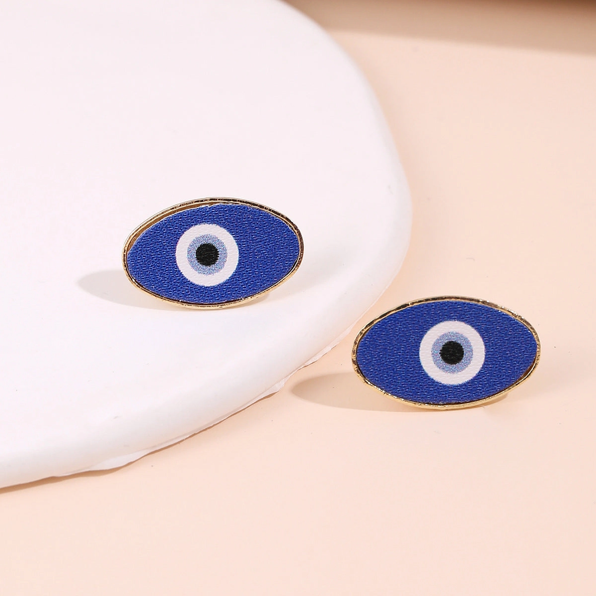 Wholesale Devil Eye Oval Stud Earrings Leather PU Earrings