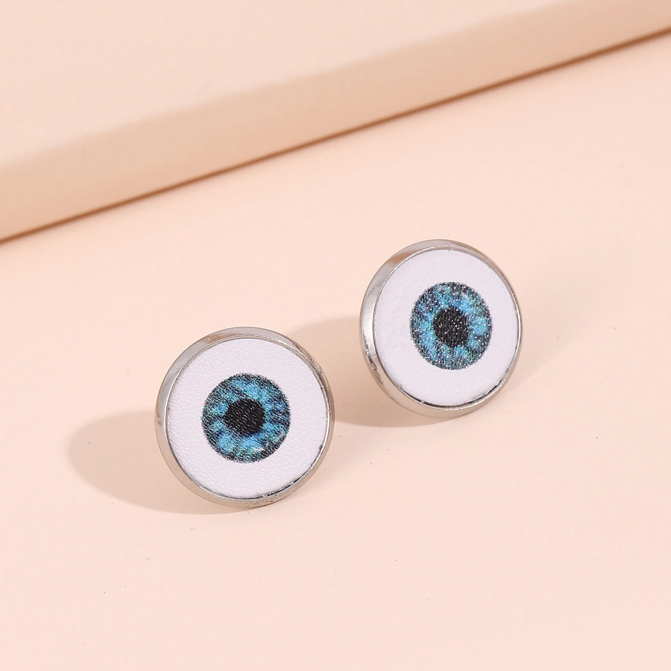 Wholesale Devil Eye Oval Stud Earrings Leather PU Earrings