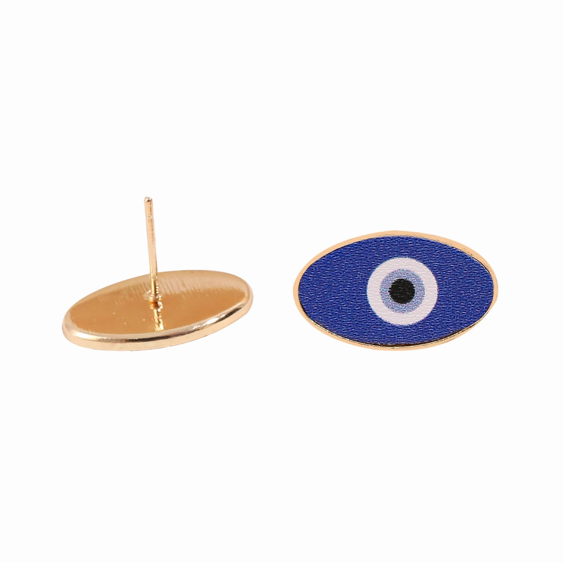Wholesale Devil Eye Oval Stud Earrings Leather PU Earrings