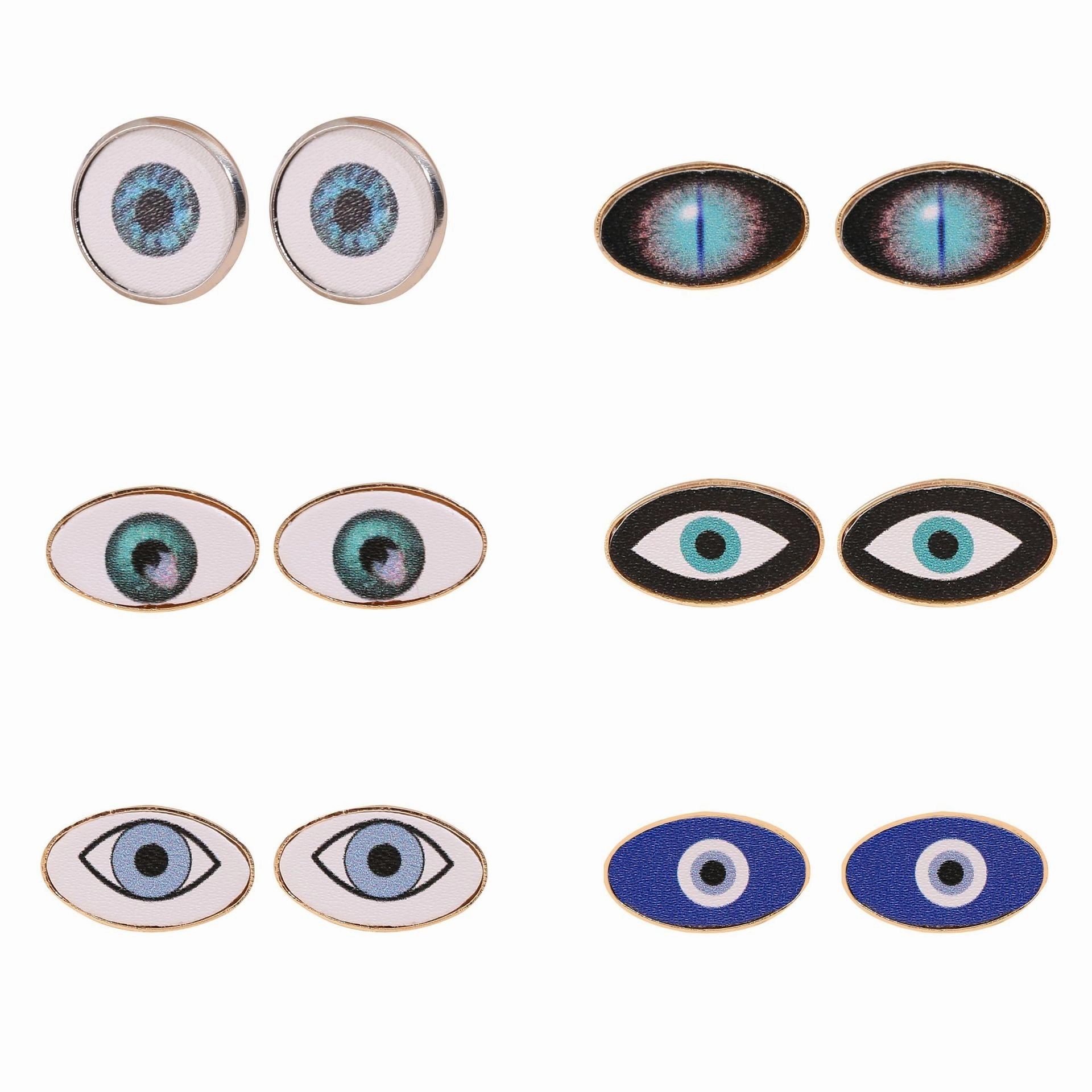 Wholesale Devil Eye Oval Stud Earrings Leather PU Earrings